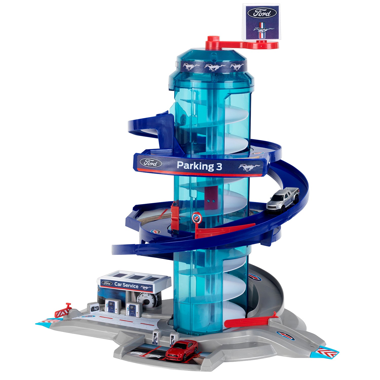 Theo Klein Ford Car Service Helix Parking Garage Toy Playset for Kids 3 and Up - VMInnovations