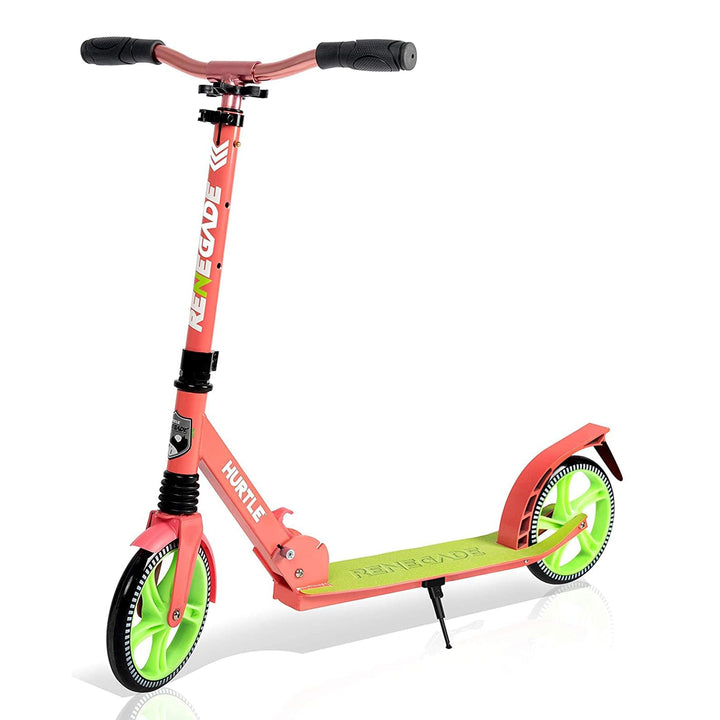 Hurtle Adjustable and Foldable Kick Scooter with High Impact Wheels, Watermelon