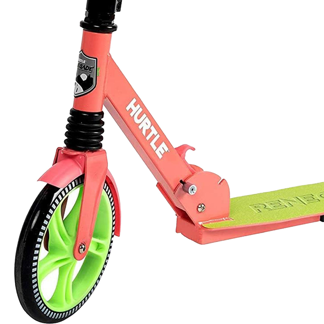 Hurtle Adjustable and Foldable Kick Scooter with High Impact Wheels, Watermelon