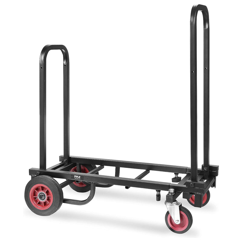 Pyle Compact Adjustable Folding Hand Truck Equipment Cart, Black (Open Box)