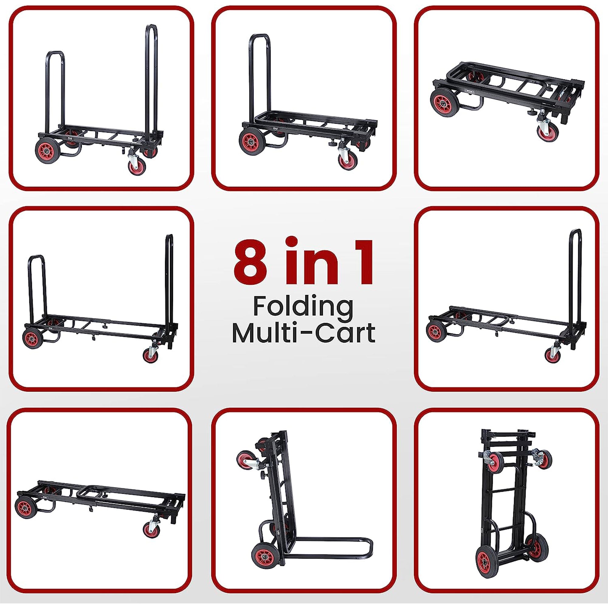Pyle Adjustable Folding Hand Truck Dolly Platform Equipment Cart, Black (Used) - VMInnovations
