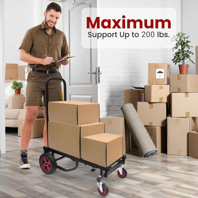 Pyle Compact Adjustable Folding Hand Truck Equipment Cart, Black (Open Box) - VMInnovations