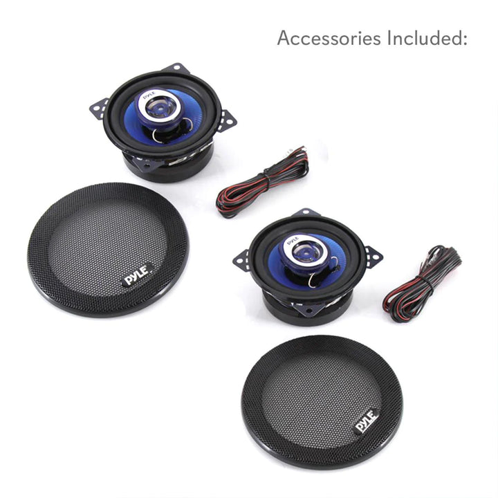 Pyle 4 Inch Blue Cone 2 Way 180 Watt Surround Sound Car Speakers (Open Box)