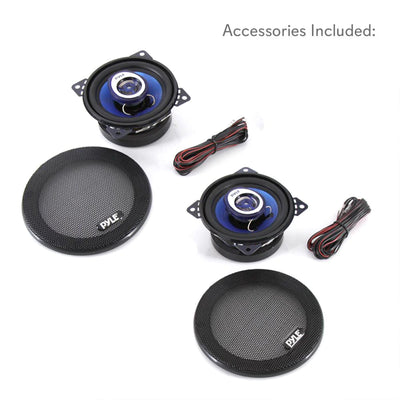 Pyle 4" Blue Poly Injection Cone 2 Way 180W Surround Sound Car Speakers (Used) - VMInnovations