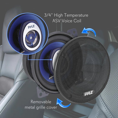 Pyle 4 Inch Blue Poly Injection Cone 2 Way 180 Watt Surround Sound Car Speakers