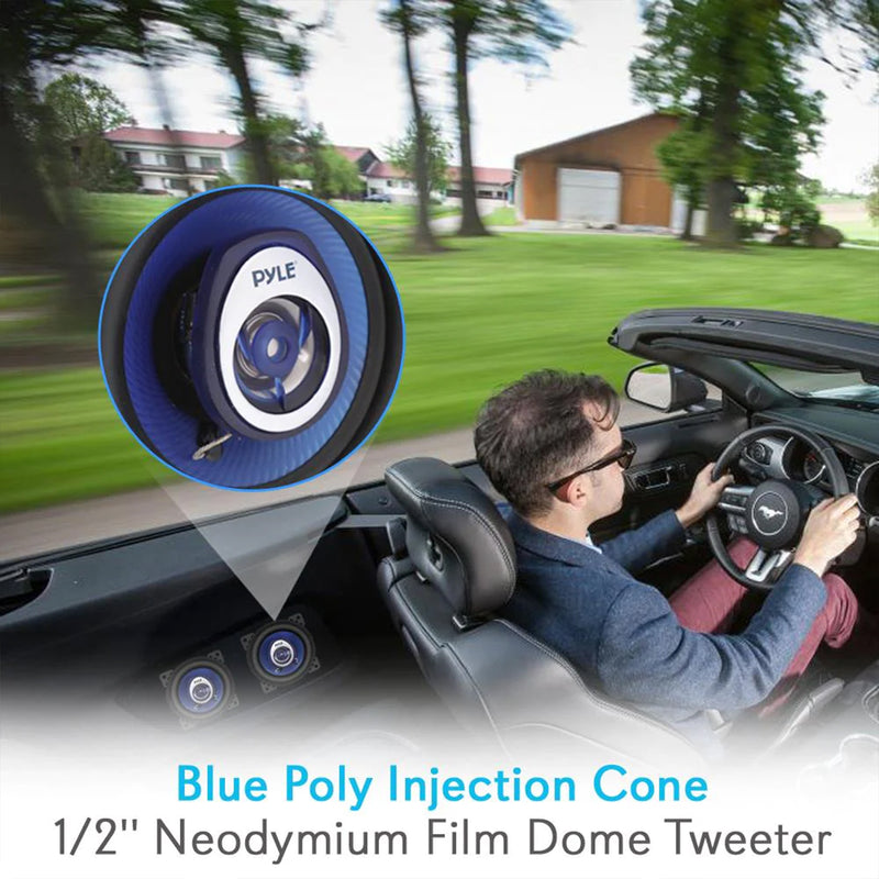 Pyle 4 Inch Blue Poly Injection Cone 2 Way 180 Watt Surround Sound Car Speakers