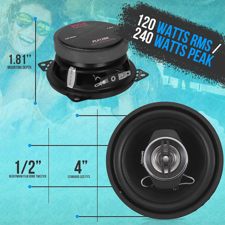 Pyle 2 Way Universal Car Stereo Speakers w/Door Panel Mount, Black (Used) - VMInnovations