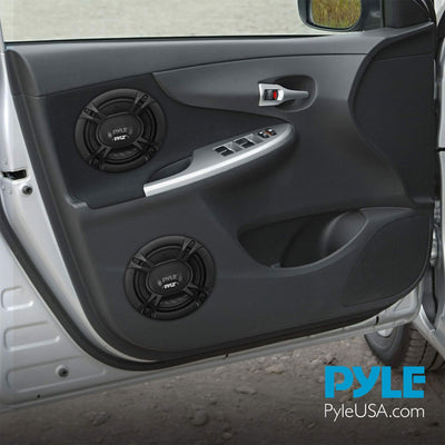 Pyle 2 Way Universal Car Stereo Speakers with Door Panel Mount Compatible, Black