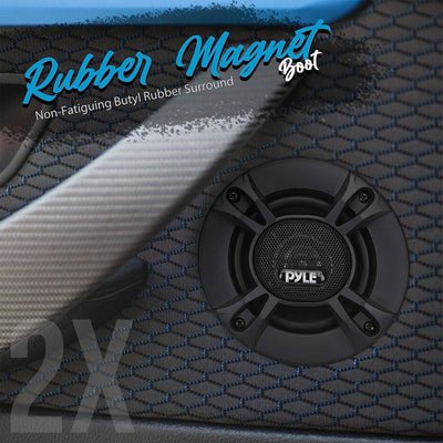 Pyle 2 Way Universal Car Stereo Speakers with Door Panel Mount Compatible, Black