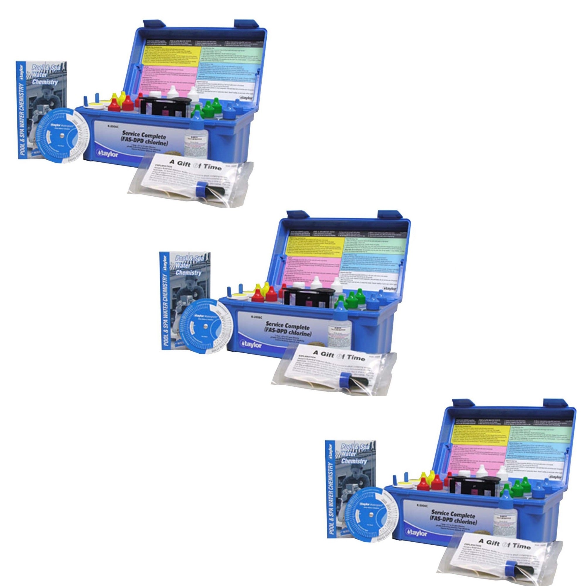 Taylor 2000 Service Complete Swimming Pool FAS-DPD Chlorine Test Kit (3 Pack) - VMInnovations
