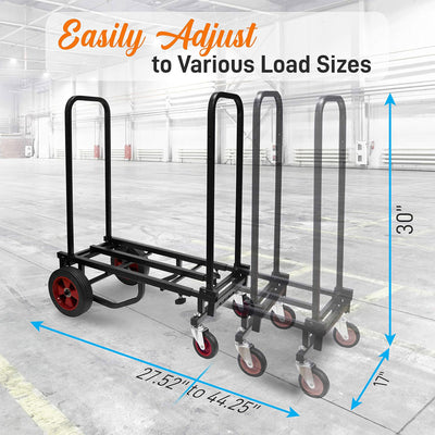 Pyle Adjustable Folding Hand Truck Dolly Platform Equipment Cart,Black(Open Box) - VMInnovations