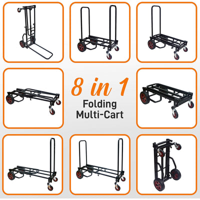 Pyle Adjustable Folding Hand Truck Dolly Platform Equipment Cart, Black (Used)