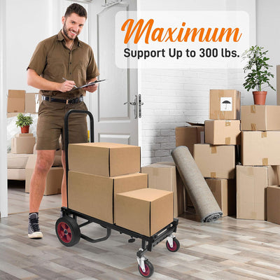 Pyle Adjustable Folding Hand Truck Dolly Platform Equipment Cart,Black(Open Box) - VMInnovations