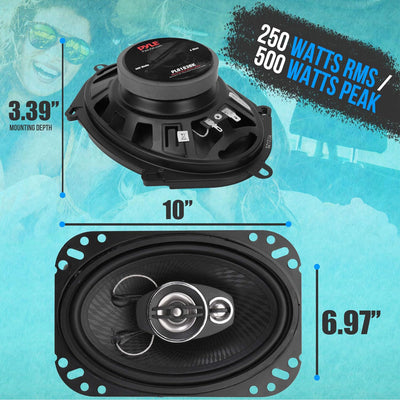 Pyle 4 Way 6x9 Inch Quadriaxial Loud Pro Speaker, Black (Set of 2) (Open Box) - VMInnovations