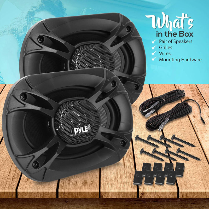 Pyle 4 Way 6x9 Inch Quadriaxial Loud Pro Audio Sound Speaker, Black (Set of 2)