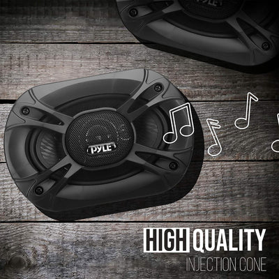 Pyle 4 Way 6x9 Inch Quadriaxial Loud Pro Audio Sound Speaker, Black (Set of 2)