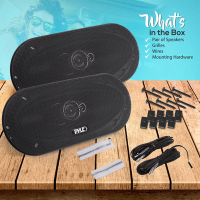 Pyle 4" 3 Way Triaxial Pro Audio Car Universal Stereo Speakers, (2pc) (Open Box) - VMInnovations