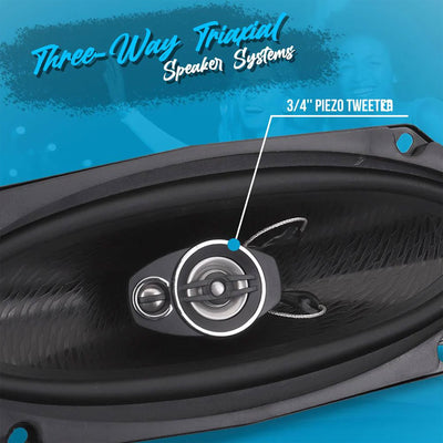 Pyle 4" 3 Way Triaxial Pro Audio Car Universal Stereo Speakers, (2pc) (Open Box) - VMInnovations
