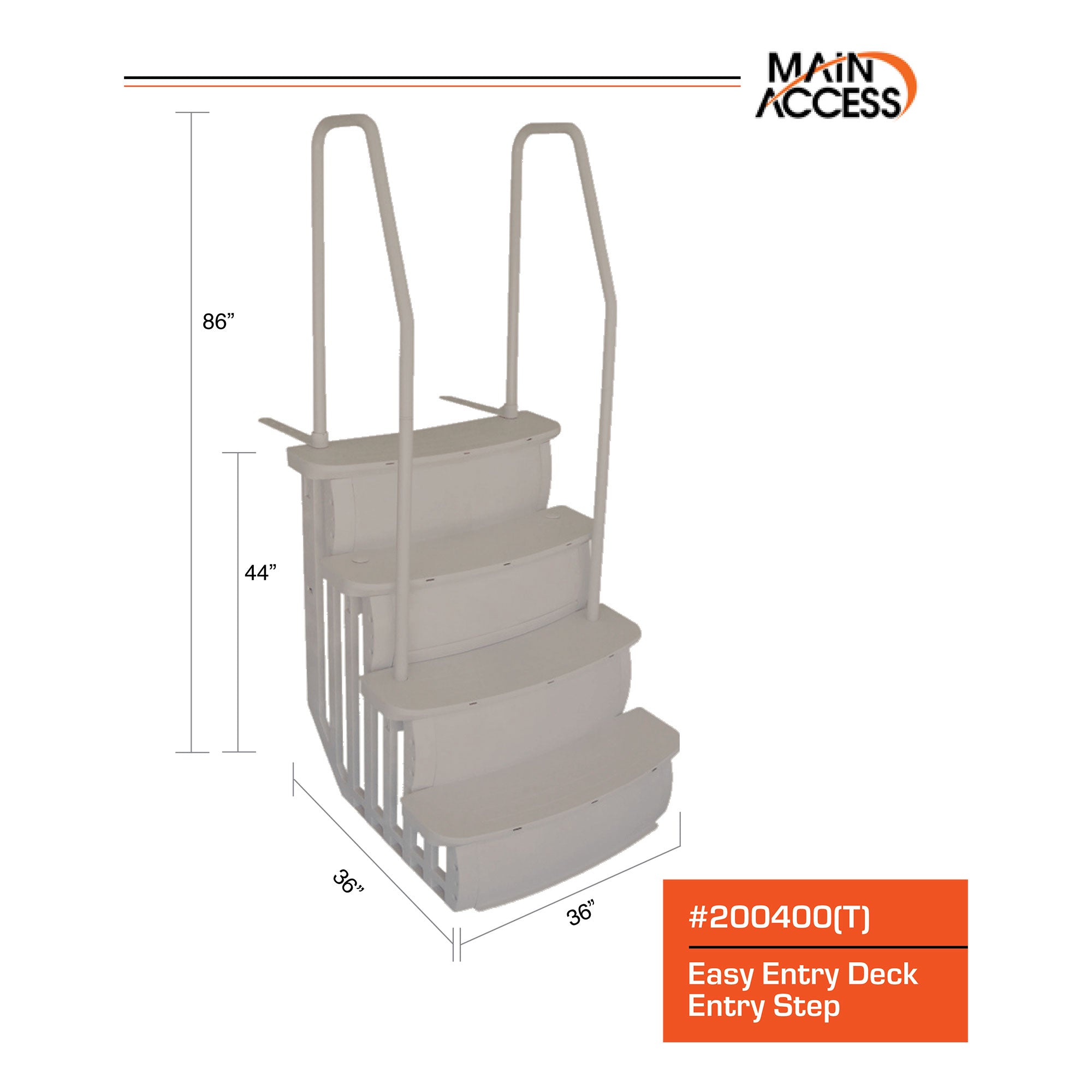 Main Access Adjustable Easy Entry Steps with Dual Handrails for Swimming Pools (Used) - VMInnovations