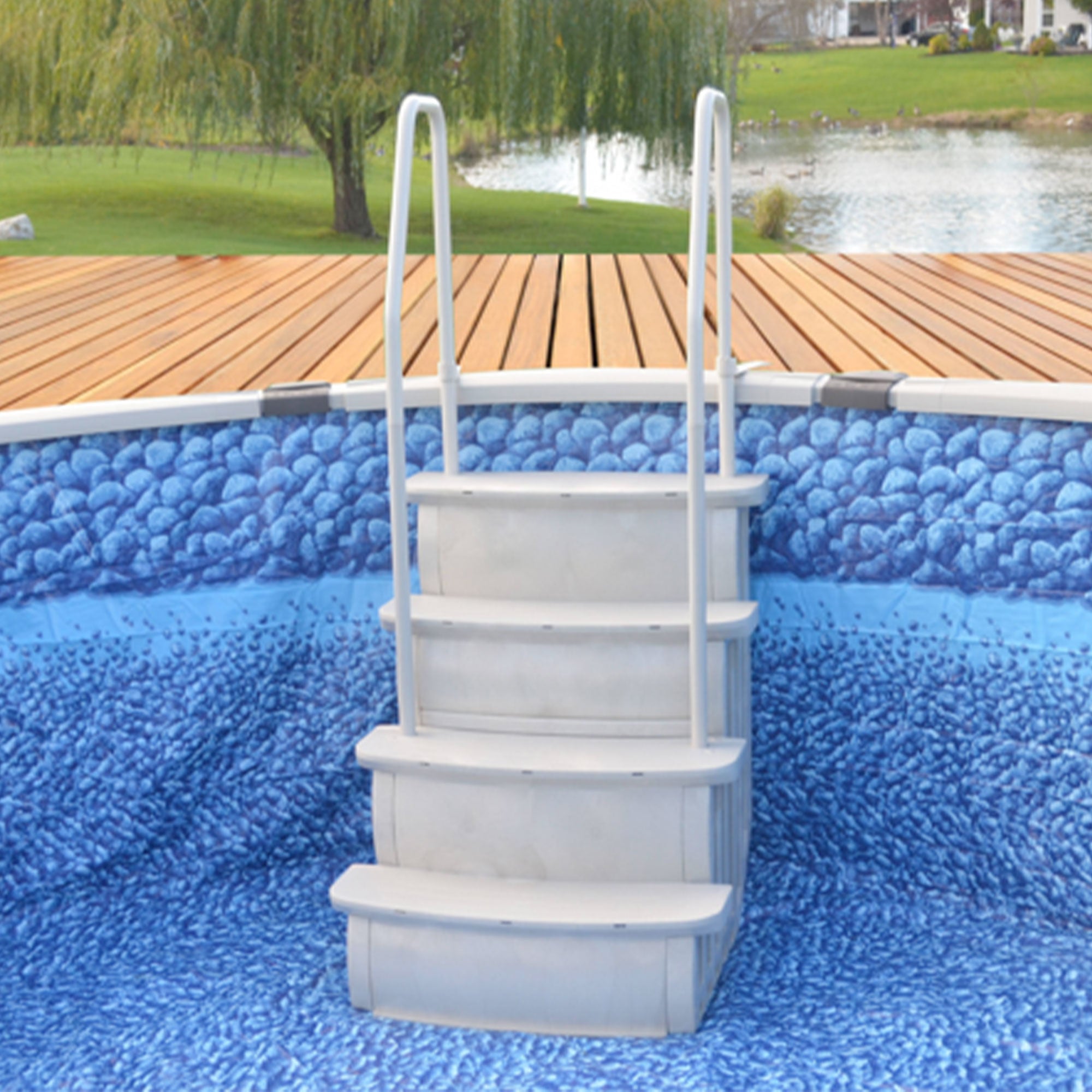 Main Access Adjustable Easy Entry Steps with Dual Handrails for Swimming Pools (Used) - VMInnovations