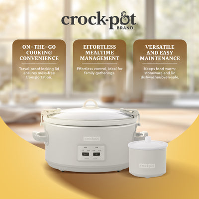 Crock-Pot 7 Qt Cook & Carry Slow Cooker w/ Touch Control and Lid, Mushroom(Used)