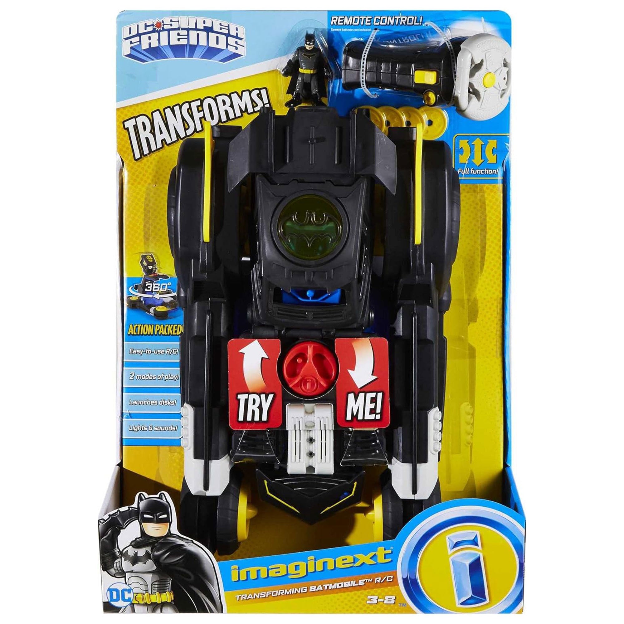 Fisher Price Imaginext DC Super Friends Batman Transforming Batmobile RC Car - VMInnovations