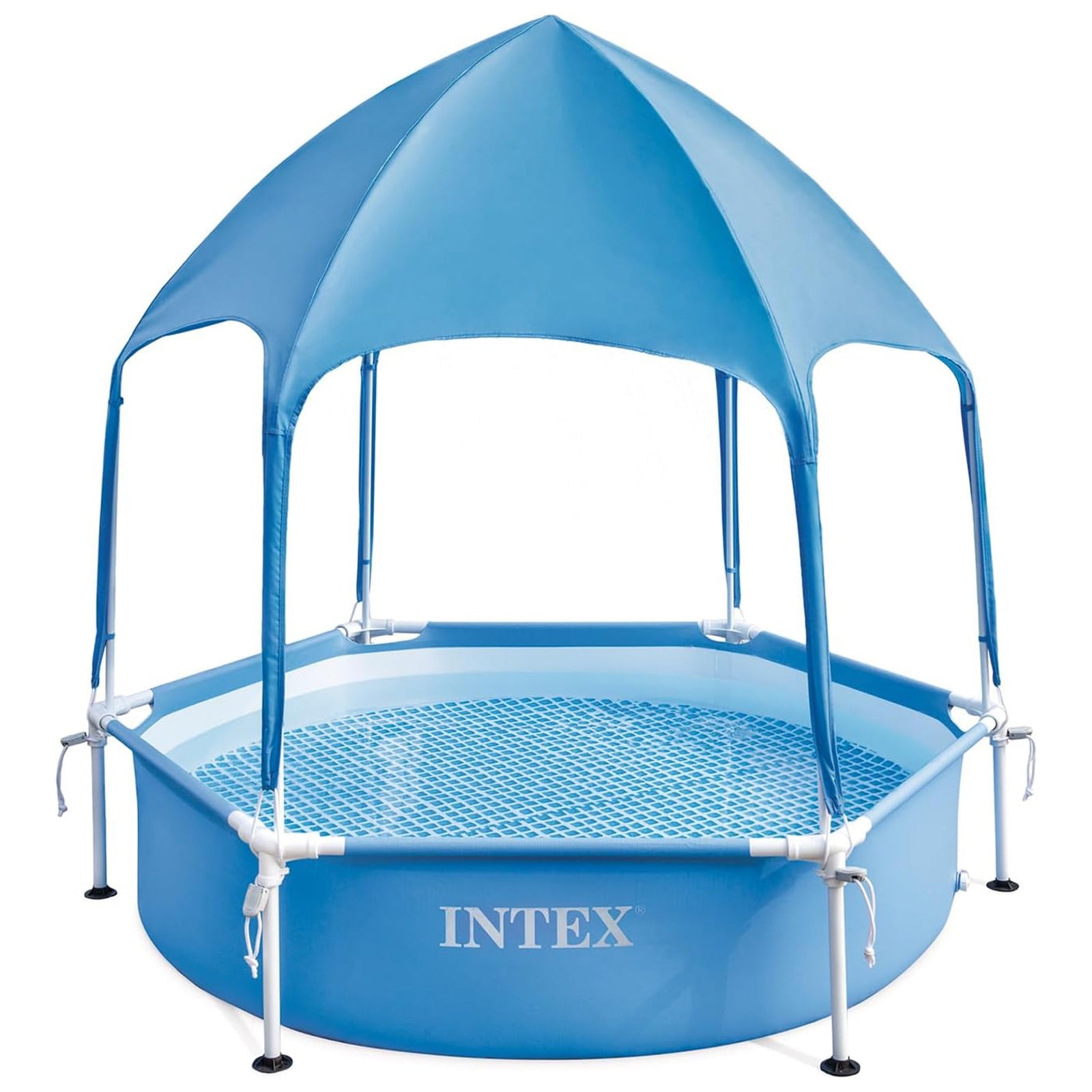 INTEX 28209EP Canopy Metal Frame Above Ground Pool: 6ft x 15in, Built-In Sprayer - VMInnovations