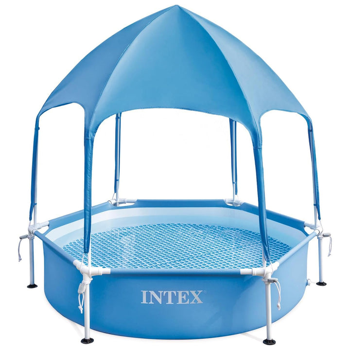 INTEX 28209EP Canopy Metal Frame Above Ground Pool: 6ft x 15in, Built-In Sprayer - VMInnovations