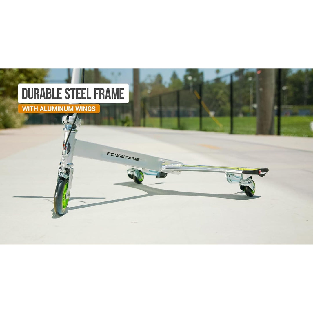 Razor DLX PowerWing Caster Scooter, 3 Urethane Wheels for Taller Riders, Green