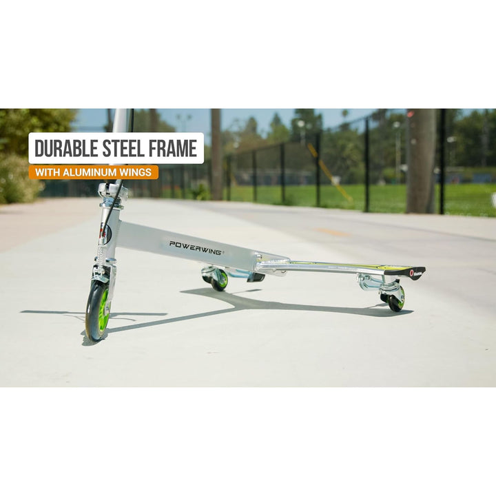 Razor DLX PowerWing Caster Scooter, 3 Urethane Wheels for Taller Riders, Green