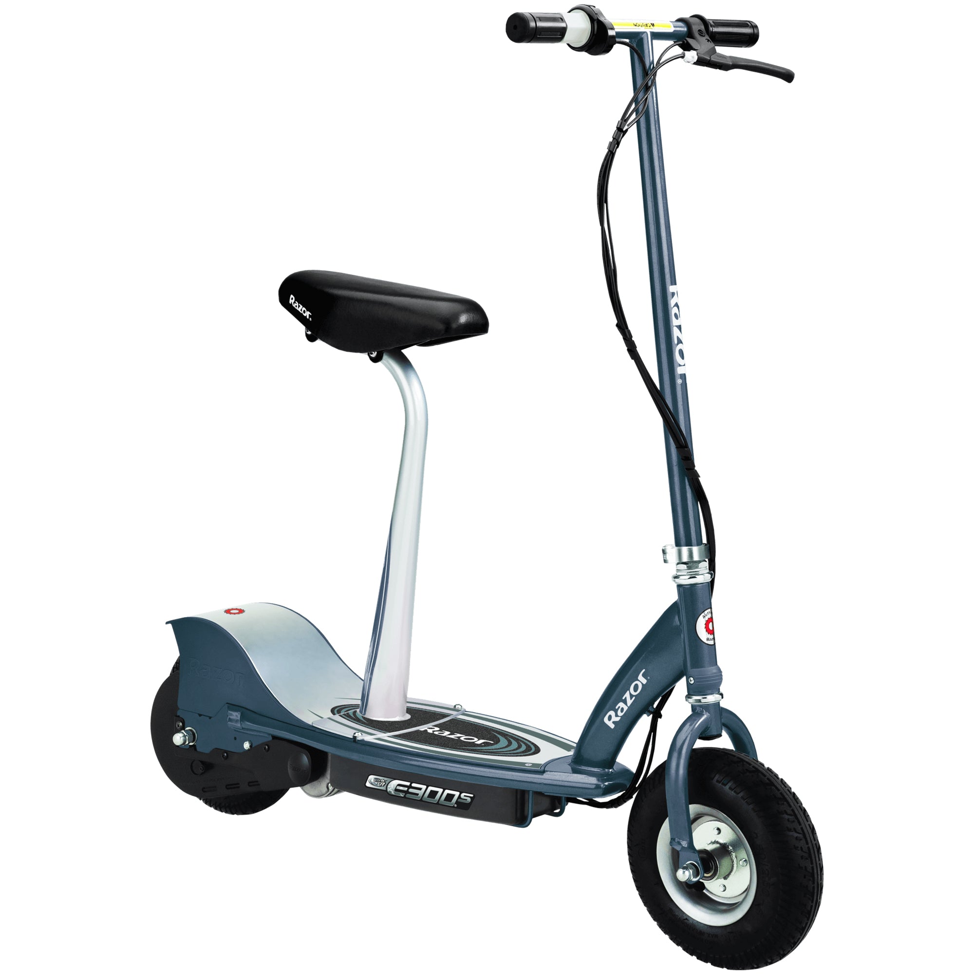 Razor Seated Electric Scooter for Kids, Pneumatic Tires, Seat, Matte Grey (Used)