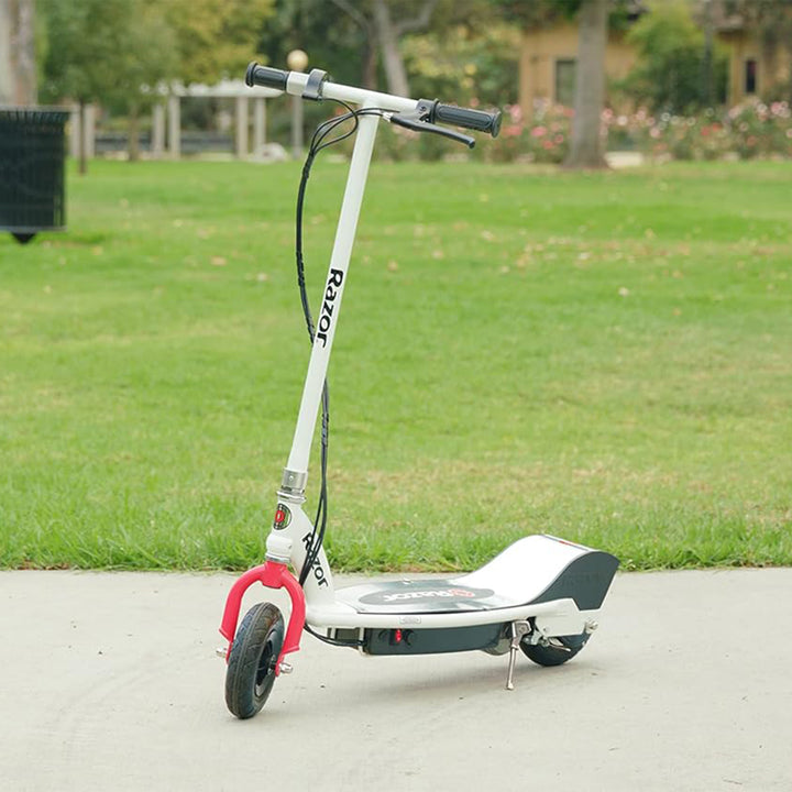 Razor E200 Electric Scooter for Teens, Adults, 8” Pneumatic Tires, White/Red