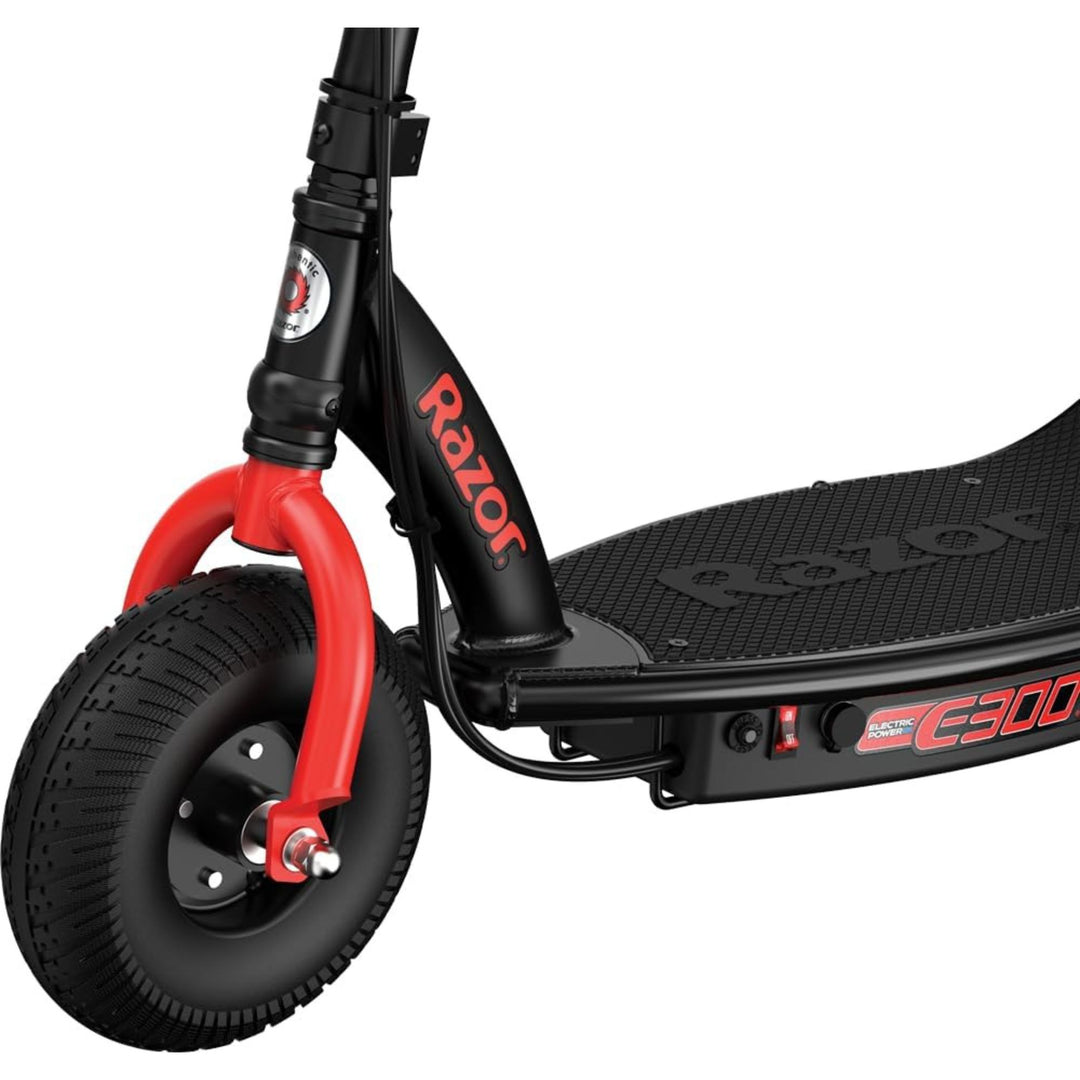 Razor E300 HD Electric Scooter for Teens, Adults, 9” Pneumatic Tires, Black/Red