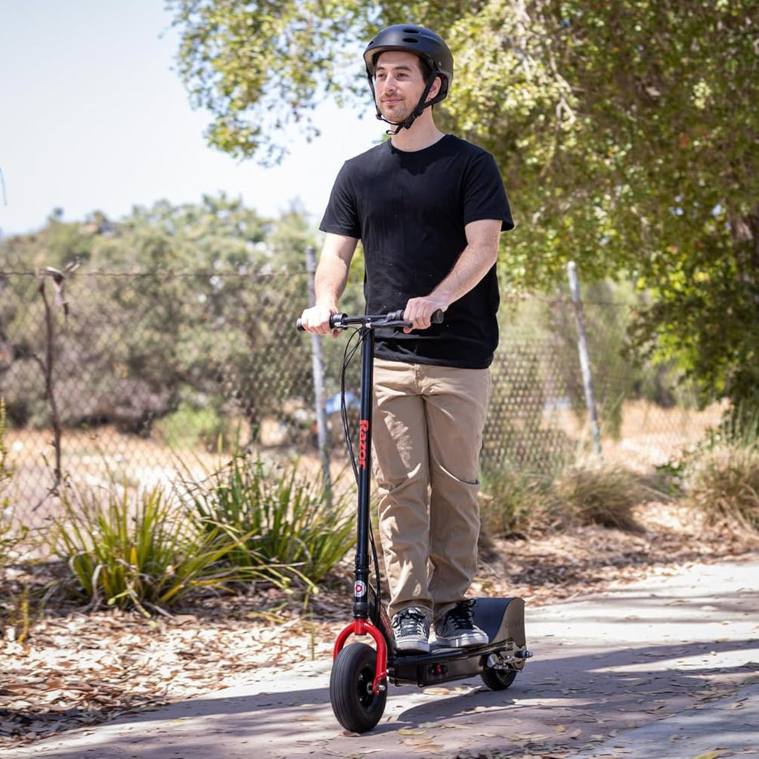 Razor E300 HD Electric Scooter for Teens, Adults, 9” Pneumatic Tires, Black/Red