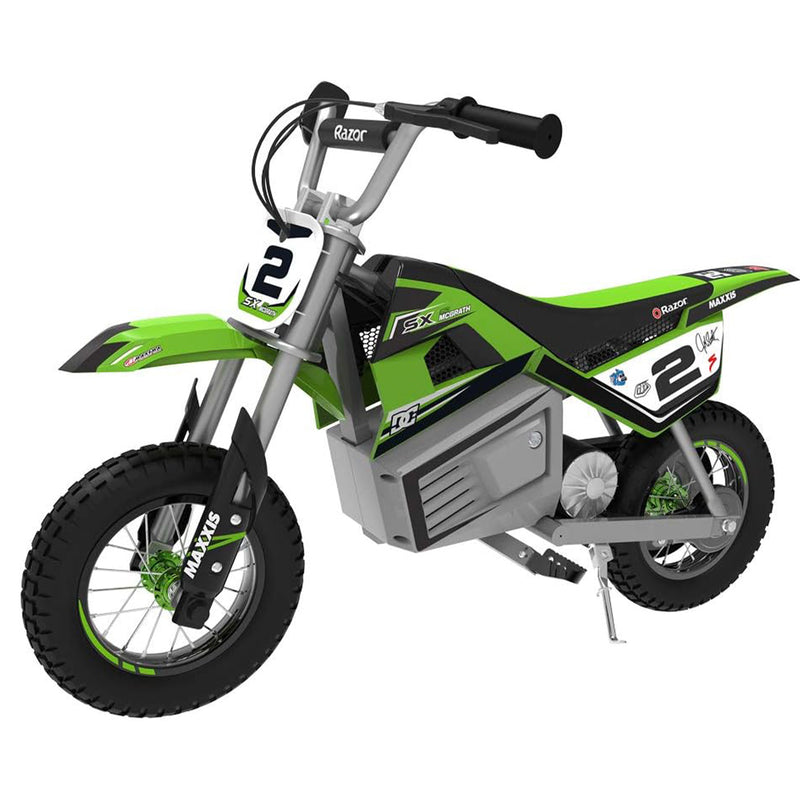 Razor SX350 McGrath Pneumatic Knobby Tires Electric Dirt Rocket Bike, Green