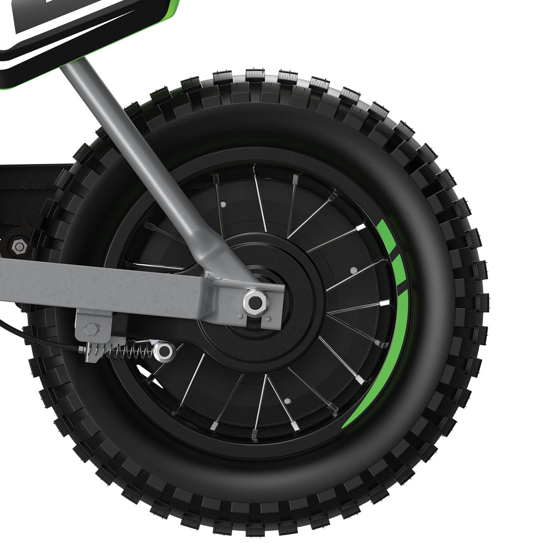 Razor SX350 McGrath Pneumatic Knobby Tires Electric Dirt Rocket Bike, Green