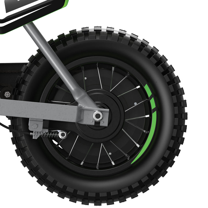 Razor SX350 McGrath Pneumatic Knobby Tires Electric Dirt Bike, Green (For Parts)