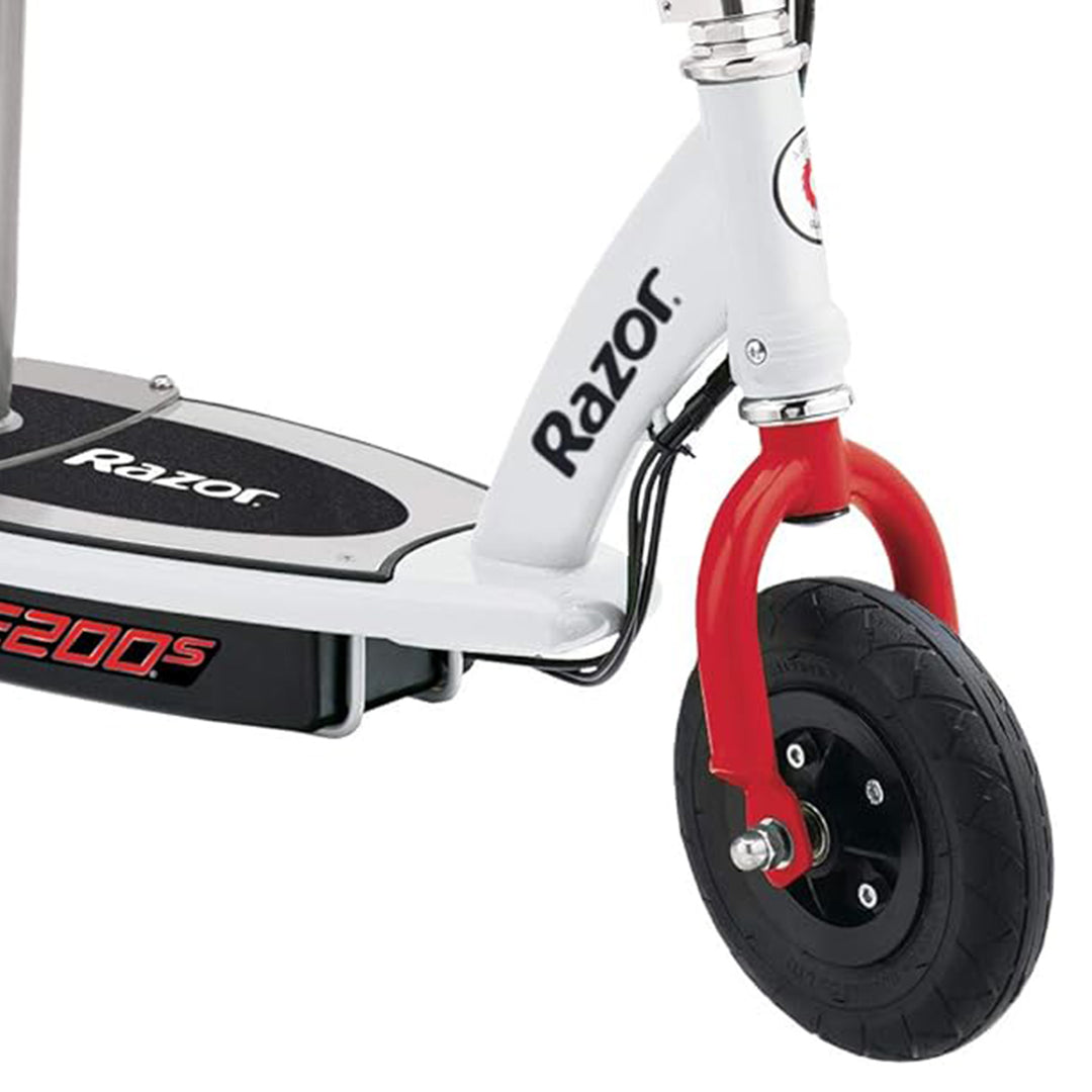 Razor E200S Seated Electric 12 MPH Scooter w/ Twist Grip Throttle & Brake, White