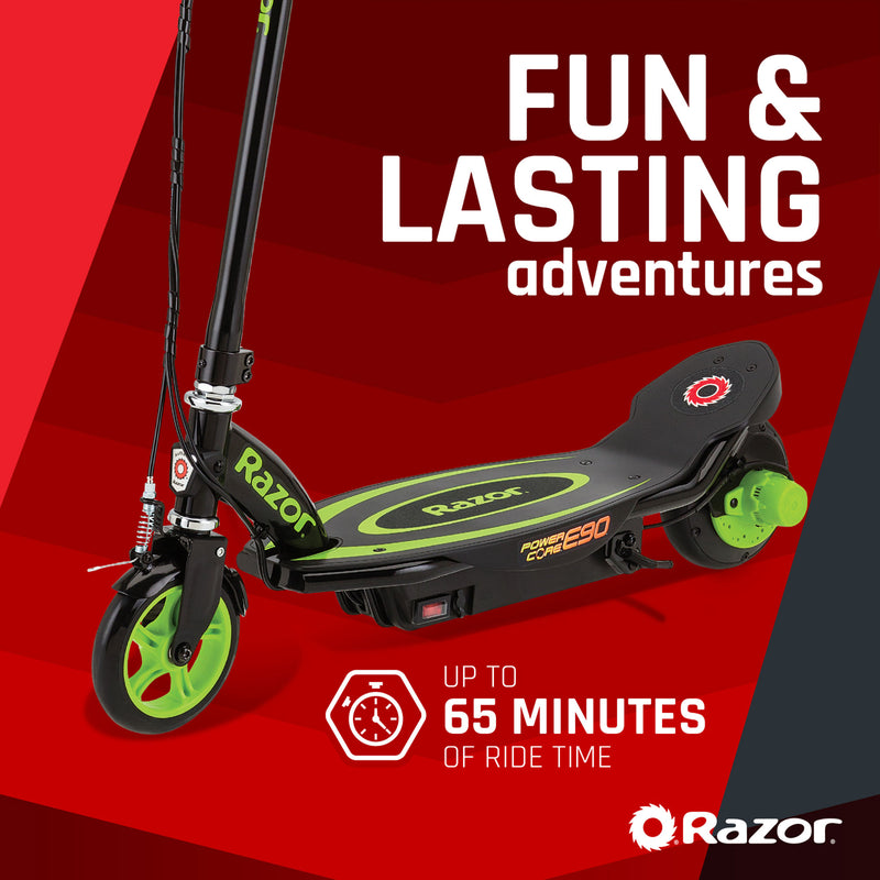 Razor Power Core Sleek Electric Scooter w/Push Button Throttle, Green(For Parts)