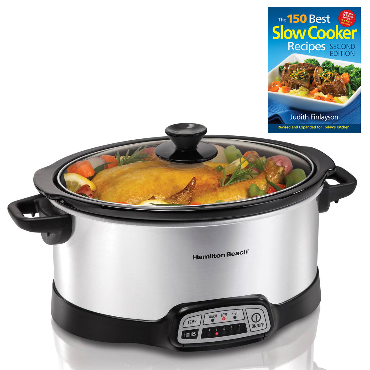 Hamilton Beach Countertop 7 Qt Programmable Slow Cooker & 150 Recipe Cookbook
