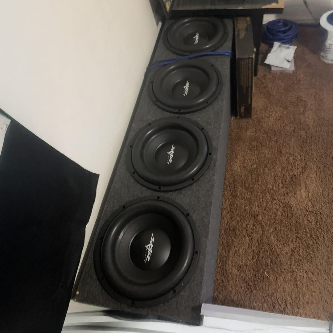 Q Power Quad 12 Inch 4-Hole Sealed Subwoofer Box, Heavy Duty MDF Enclosure