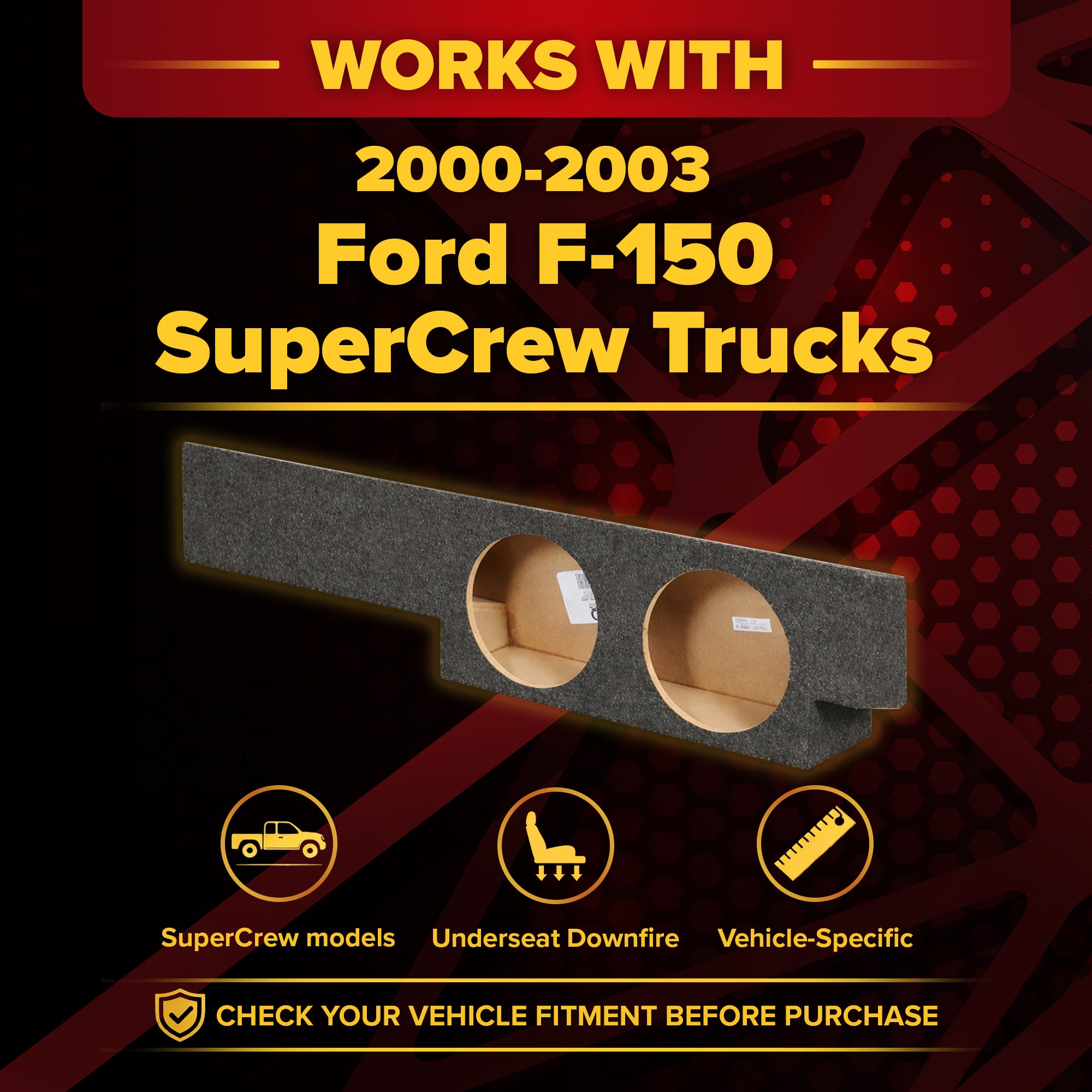 Q Power 10” Dual Subwoofer Enclosure for 2000-2003 Ford F-150 SuperCrew Trucks - VMInnovations