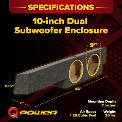 Q Power 10” Dual Subwoofer Enclosure for 2000-2003 Ford F-150 SuperCrew Trucks - VMInnovations