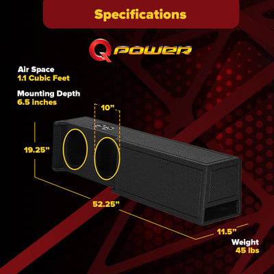 QPower Dual 10" Ported Sub Enclosure for Dodge Ram Crew Cab & Quad Cab 2019-2025 - VMInnovations