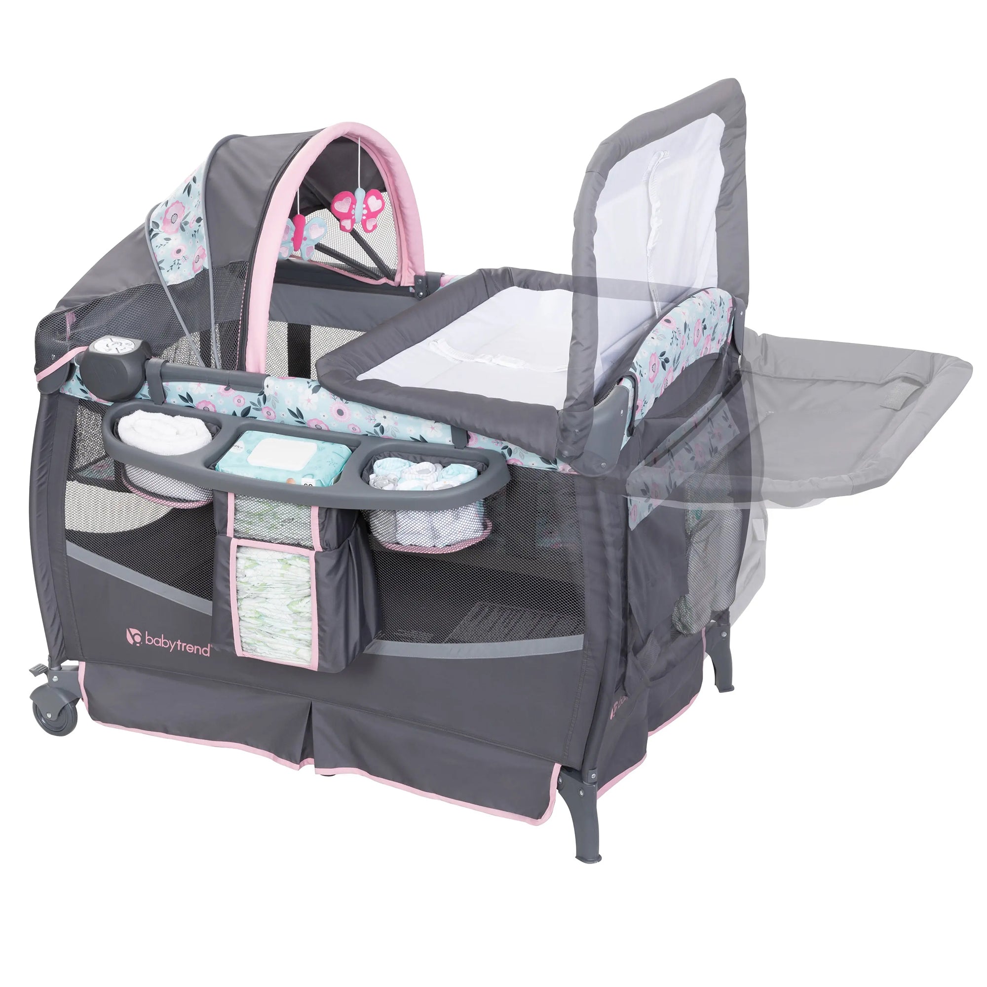 Baby Trend Deluxe II Nursery Center Playard Bassinet & Changing Table, Primrose - VMInnovations