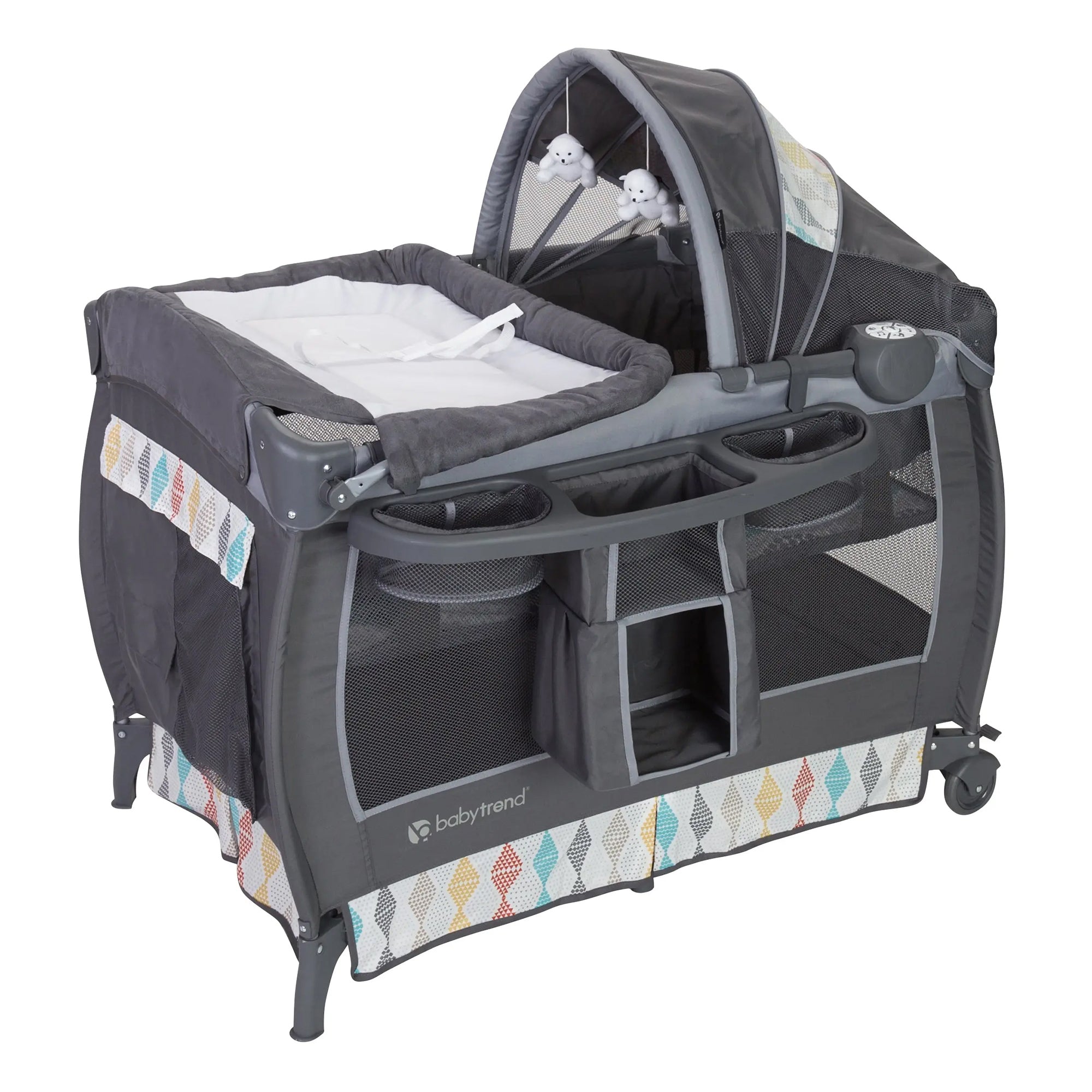 Baby Trend Deluxe II Nursery Center Playard Bassinet & Changing Table, Primrose - VMInnovations