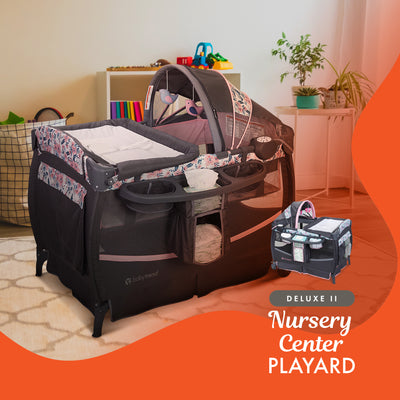 Baby Trend Deluxe II Nursery Center Playard Bassinet & Changing Table, Primrose - VMInnovations