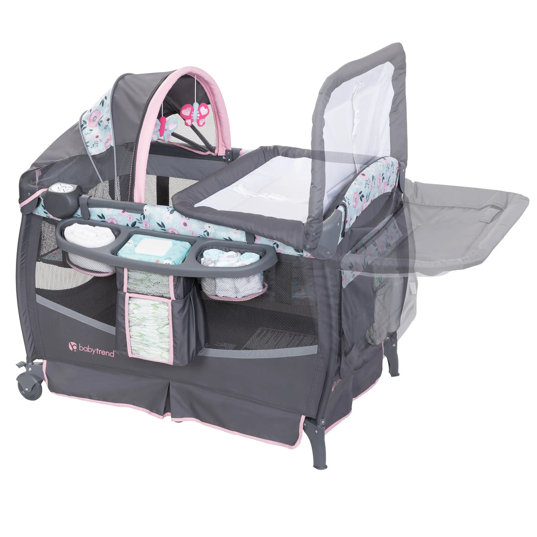 Baby Trend Deluxe II Nursery Center Playard Bassinet & Changing Table, Primrose