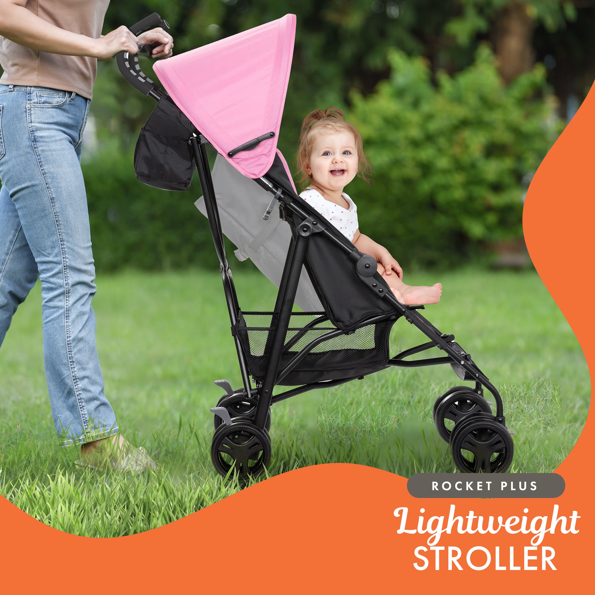 Baby Trend Rocket PLUS Single Stroller with Adjusting Canopy, Petal (Open Box) - VMInnovations