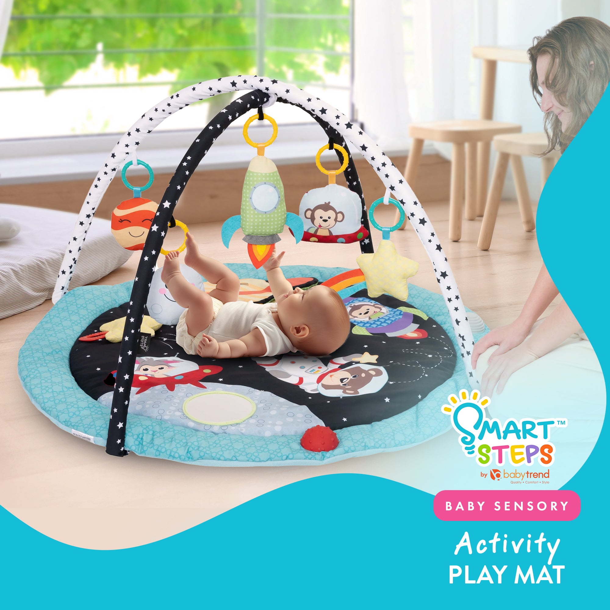 Smart Steps by Baby Trend Sensory Activity Center & Tummy Time Play Mat, Space - VMInnovations